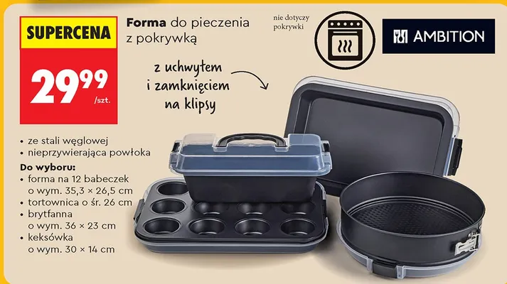 Forma do pieczenia z pokrywką różne rodzaje promocja w Biedronka