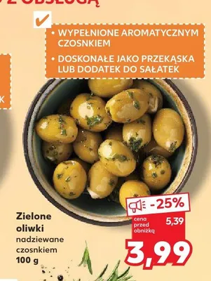 Zielone oliwki nadziewane czosnkiem promocja w Kaufland