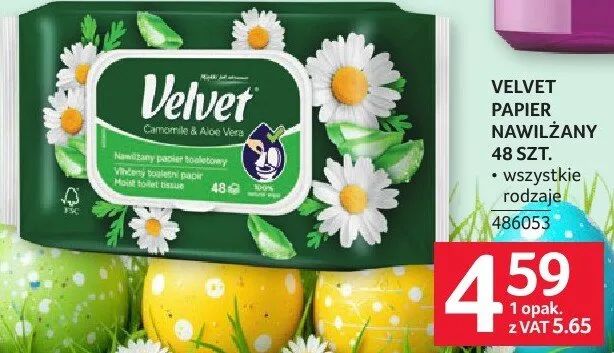 Papier VELVET nawilżany 48 szt. promocja w Selgros