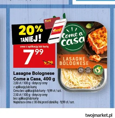 Lasagne Bolognese Come a Casa promocja w Twój Market