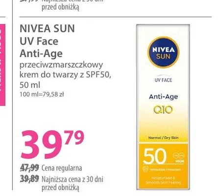 Krem do twarzy Nivea Sun UV Face Anti-Age promocja w Hebe