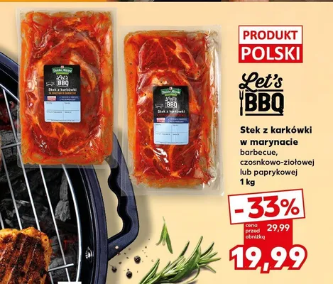 Stek z karkówki w marynacie barbecue, czosnkowo-ziołowej lub paprykowej 1kg promocja w Kaufland