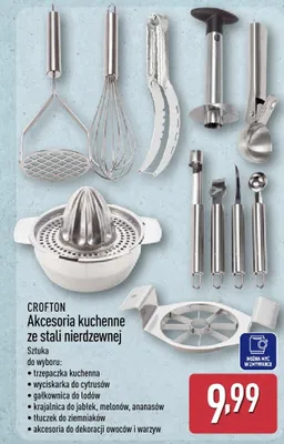 Akcesoria kuchenne ze stali nierdzewnej  promocja w Aldi