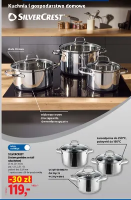 Zestaw garnków ze stali szlachetnej Silvercrest promocja w Lidl