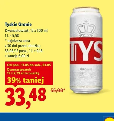 Piwo Tyskie Gronie 12-pak 500ml promocja w Lidl