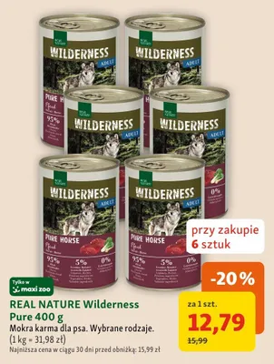 Mokra karma dla psa Real Nature Wilderness Pure Horse promocja w MAXI ZOO