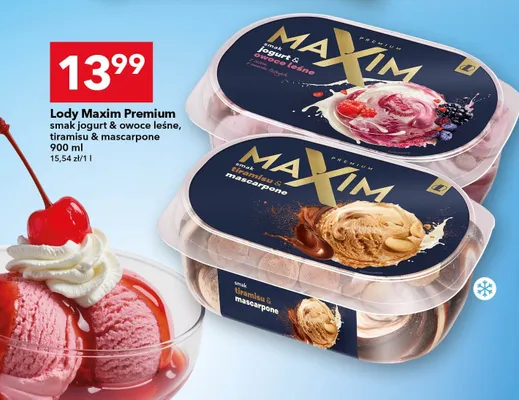 Lody Maxim Premium smak jogurt & owoce leśne promocja w LEWIATAN