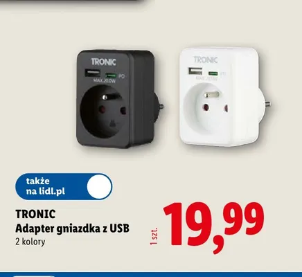 Adapter gniazdka z USB Tronic promocja w Lidl
