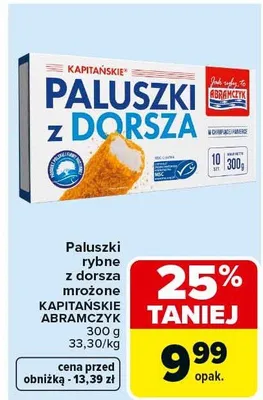 Paluszki rybne z dorsza mrożone promocja w Carrefour