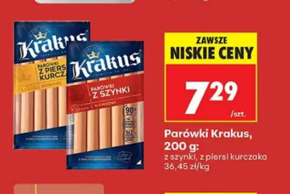 Parówki Krakus z szynki promocja w Biedronka