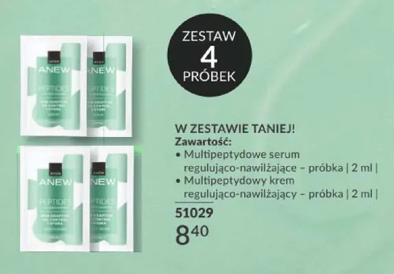Zestaw próbek multipeptydowe serum regulująco-nawilżające Anew + multipeptydowy krem regulująco-nawilżający promocja w AVON