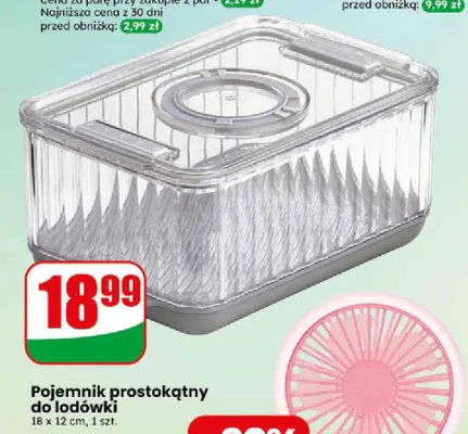 Pojemnik prostokątny do lodówki 18x12 cm promocja w Dino