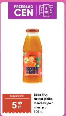 Nektar Bobo Frut jabłko marchew po 6 miesiącu promocja w Biedronka