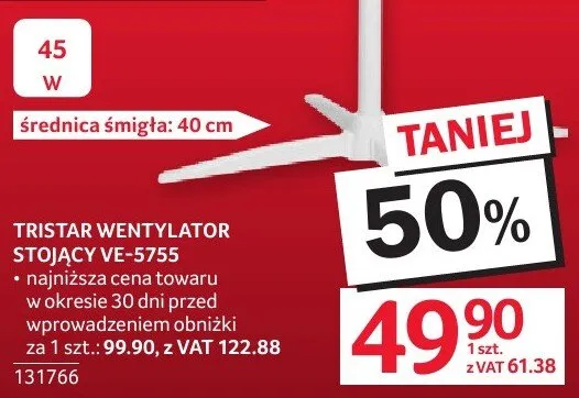 Wentylator TRISTAR WENTYLATOR STOJĄCY VE-5755 promocja w Selgros