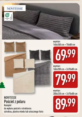 Pościel z polaru 140x200 cm + 70x80 cm Novitesse promocja w Aldi