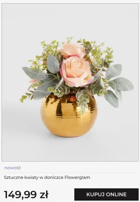 Sztuczne kwiaty w doniczce home & you Flowerglam promocja w home&you