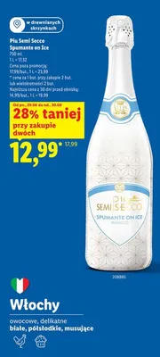 Wino musujące Piu Semi Secco Spumante on Ice promocja w Lidl