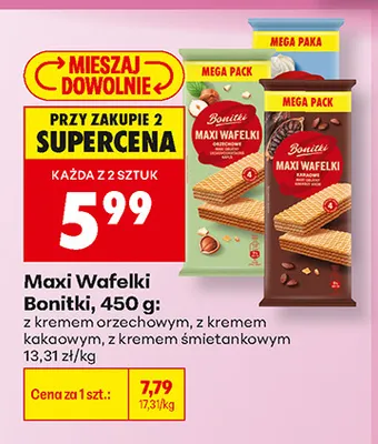 Maxi Wafelki Bonitki z kremem orzechowym promocja w Biedronka