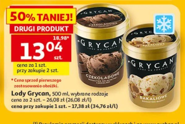 Lody czekoladowe Grycan promocja w Auchan