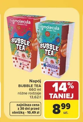 Napój Bubble Tea molecula Truskawka promocja w Carrefour Market