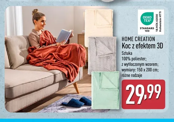 Koc z efektem 3D 150x200 cm Home Creation promocja w Aldi
