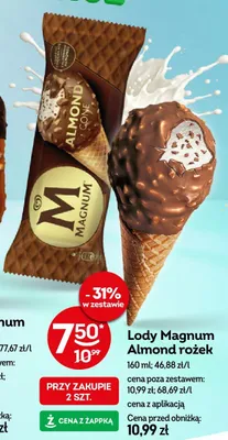 Lody Magnum Almond rożek promocja w Żabka