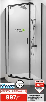 Kabina z polskim brodzikiem STELLA 90x90x210cm promocja w Leroy Merlin