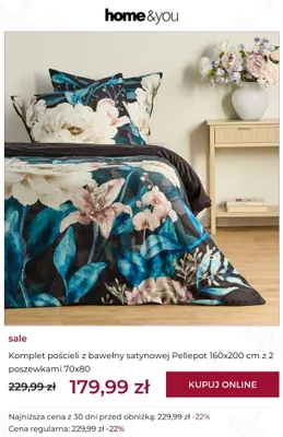 Komplet pościeli z bawełny satynowej Pellepot 160x200 cm z 2 poszewkami 70x80 home & you promocja w home&you