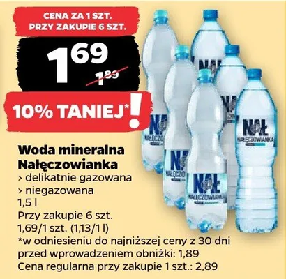 Woda mineralna nałęczowianka niegazowana promocja w Netto
