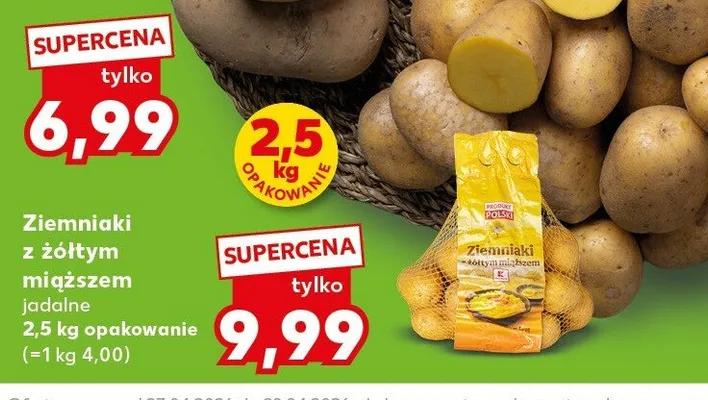 Ziemniaki z żółtym miąższem jadalne 2,5kg opakowanie promocja w Kaufland