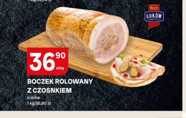Boczek rolowany z czosnkiem Łuków promocja w Chorten