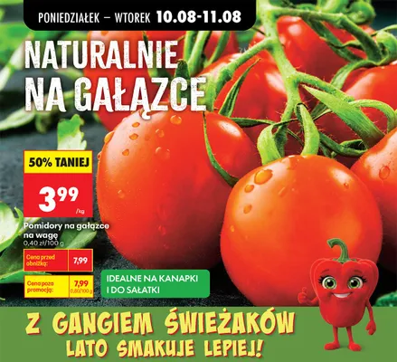 Pomidory na gałązce na wagę promocja w Biedronka