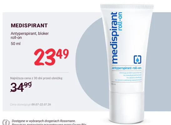 Antyperspirant bloker roll-on Medispirant promocja w Rossmann