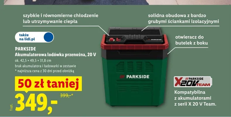 Akumulatorowa lodówka przenośna 20V PARKSIDE promocja w Lidl