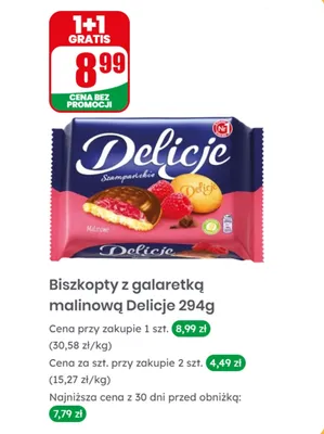 Biszkopty z galaretką malinową promocja w Dino