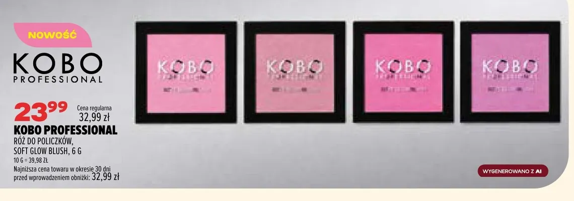 Róż do policzków Soft Glow Blush Kobo Professional promocja w Drogerie Natura