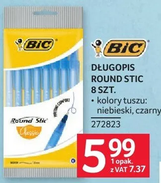 Długopis BIC DŁUGOPIS ROUND STIC 8 SZT. promocja w Selgros
