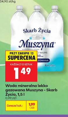 Woda mineralna lekko gazowana Muszyna Skarb Życia promocja w Biedronka
