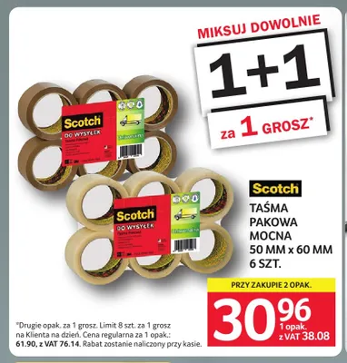 Taśma pakowa mocna Scotch 6-pak promocja w Selgros