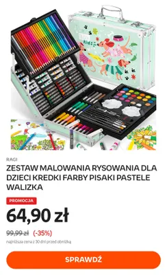 Zestaw malowania rysowania dla dzieci kredki farby pisaki pastele walizka Ragi promocja w Empik