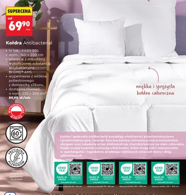 Kołdra Antibacterial Smukee 160x200 cm promocja w Biedronka