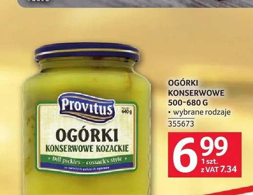 Ogórki konserwowe Provitus promocja w Selgros