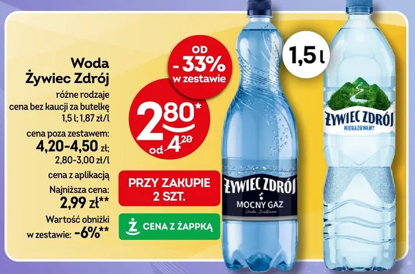 Woda niegazowana Żywiec Zdrój promocja w Żabka
