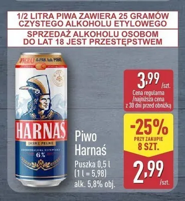 Piwo Harnaś promocja w Aldi