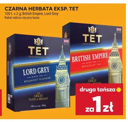Herbata czarna ekspresowa TET British Empire promocja w Stokrotka
