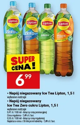 Napój niegazowany Ice Tea Zero cukru Lipton promocja w Twój Market