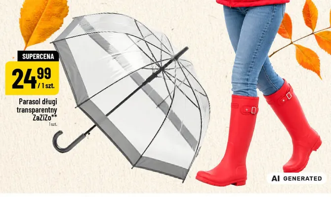 Parasol długi transparentny ZaZiZo promocja w POLOmarket