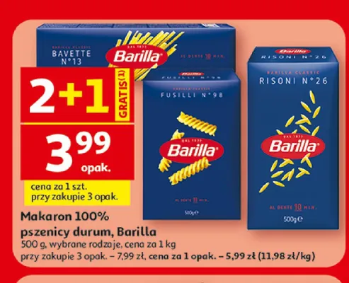 Makaron 100% pszenicy durum Barilla promocja w Auchan