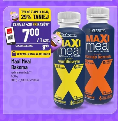 Napój Maxi Meal Bakoma o smaku waniliowym promocja w POLOmarket