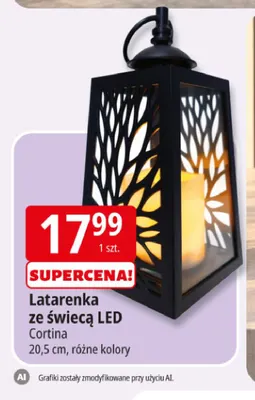 Latarenka ze świecą LED Cortina 20,5 cm promocja w Leclerc
